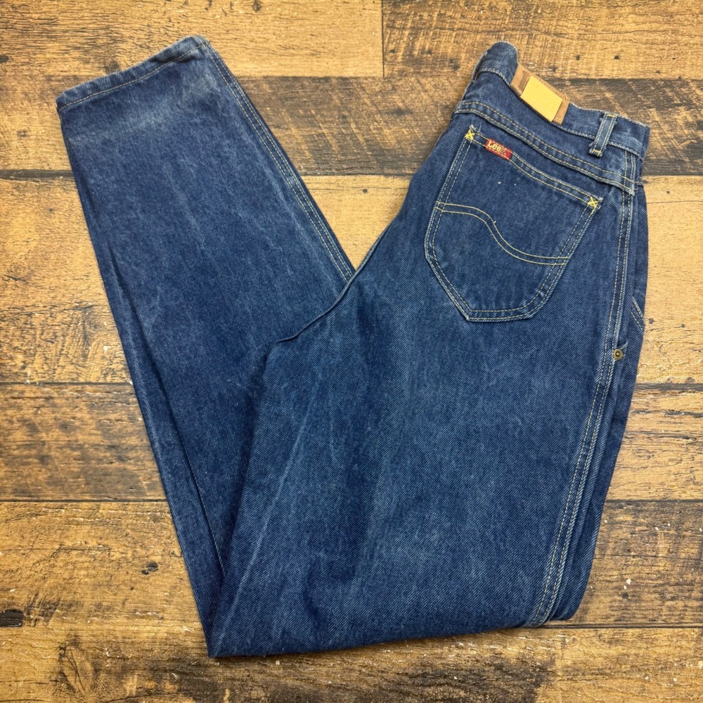 Lee Ms Yoked Rider Jeans Women Size 12 Blue‎ Denim Cotton Made USA